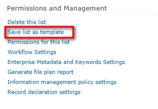 Save list as template